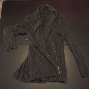 Charcoal grey zip front sweater